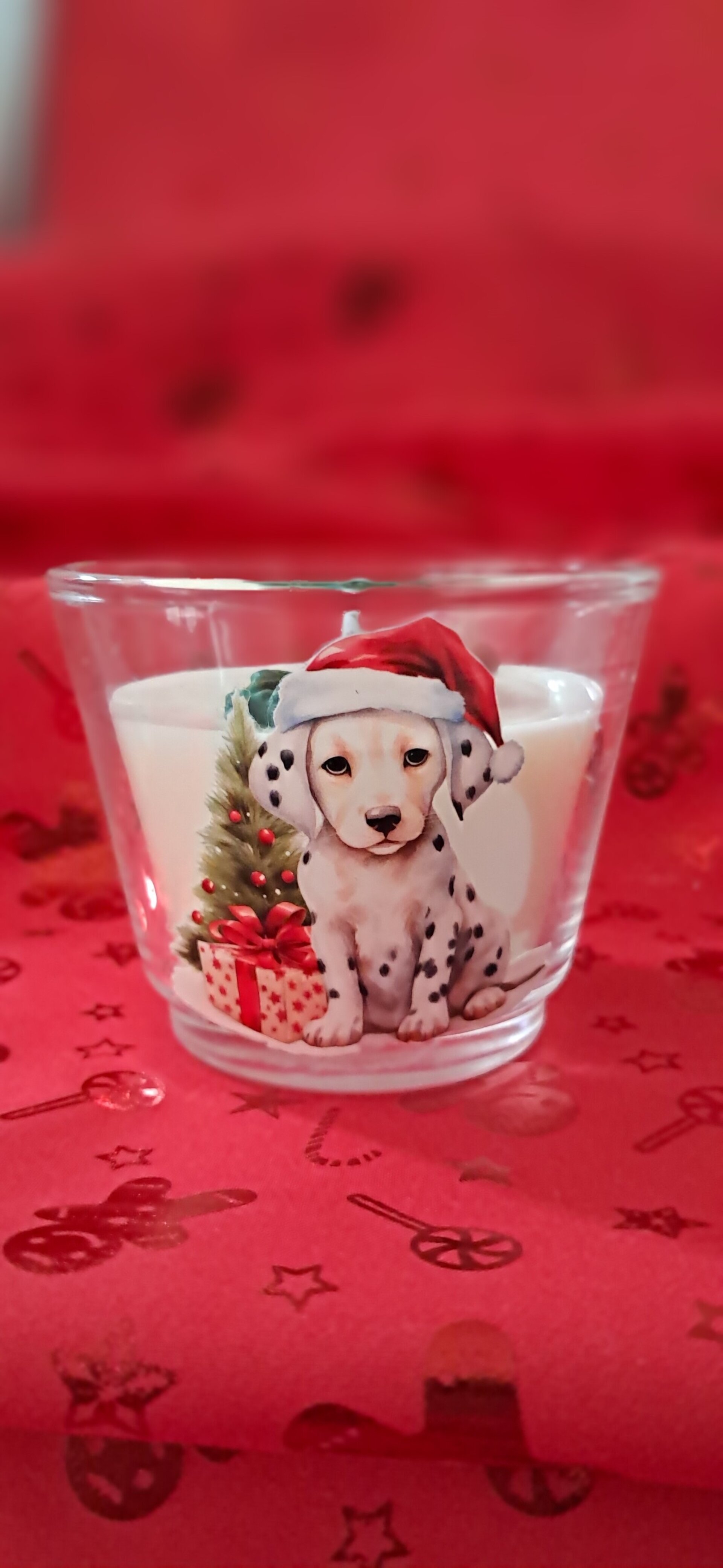 Vela vaso cristal MASCOTAS NAVIDAD - 4